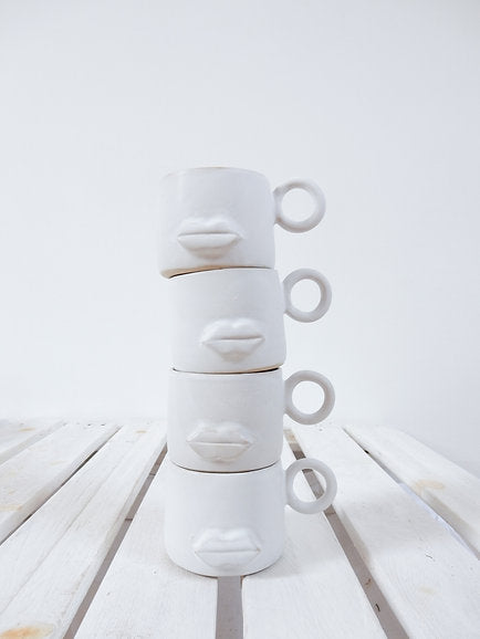 Ceramic Cup - White Lips